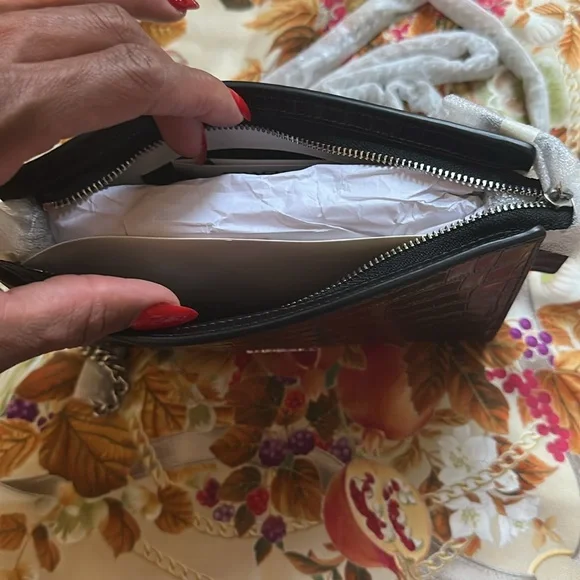 Coach Croc Slim Crossbody Bag in Silver/Black - Picture 6 of 8